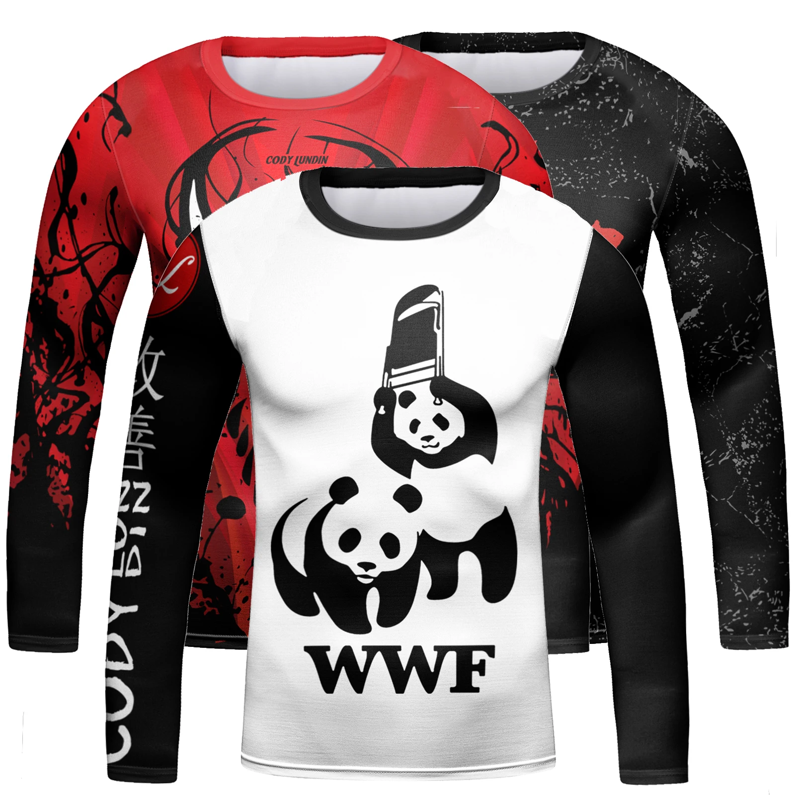 Cody Lundin Quick-drying Breathable T-shirt Fitness Children Boys MMA long Sleeve Rash Guard Tight T-shirt Muay Thai Shirt Kids