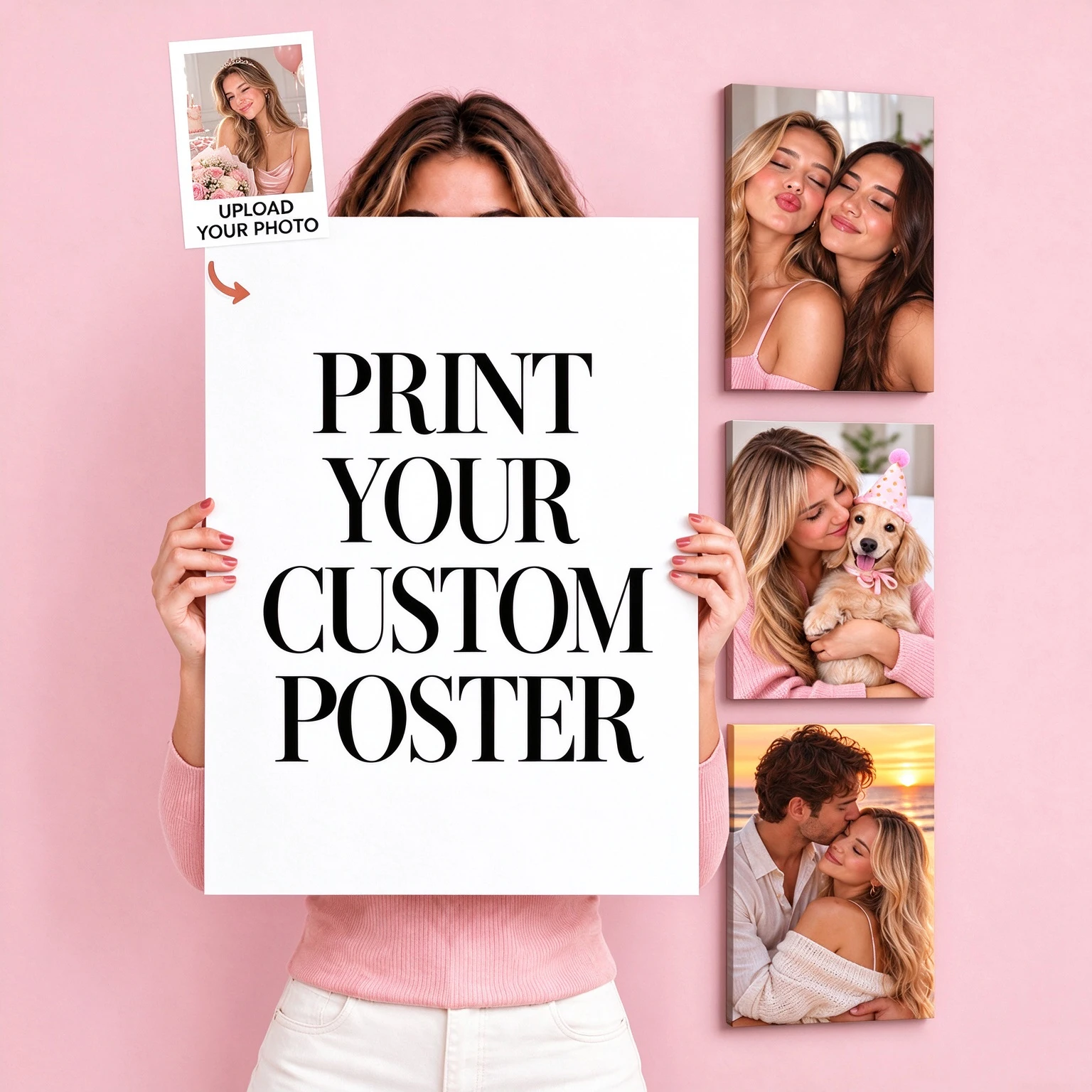 Custom Photo Canvas,Personalized Unframed Fabric Poster for Friends,Wall Art,Get-Together Gift&Living Room Wall Decor