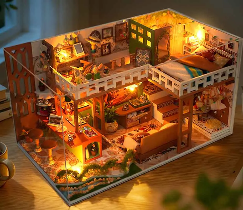

New DIY Doll House Case Wooden Miniature Furniture Dollhouse Handmade Model Assembly Toys for Children Girls Birthday Gifts