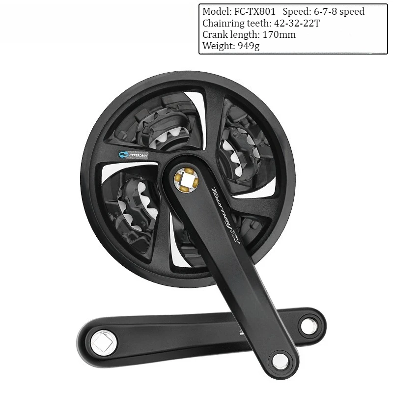 TY301 TX801 Crankset, Mountain Bike 3*7/8 Speed Square Taper Bottom Bracket Crank Set view 6