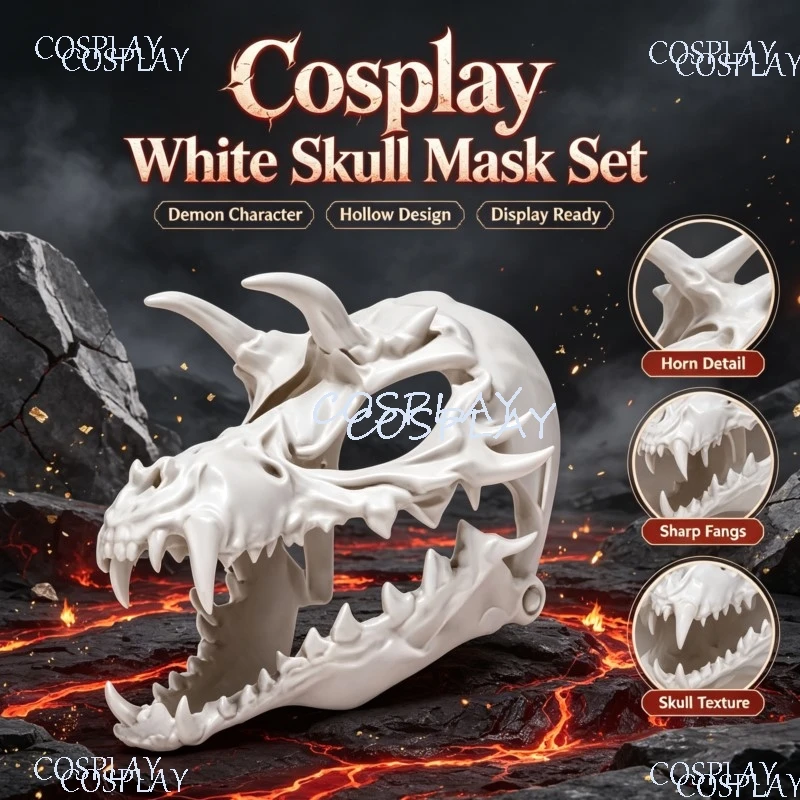 Halloween Theme Party Shooting Scary Devil Roleplay Fire Demon Mask Horror Fantasy Cosplay Face Mask Character Accessory Comic