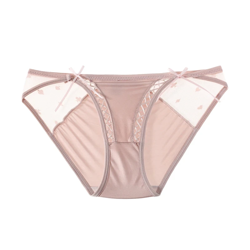 ACELANDY-bragas de cintura media de encaje para mujer, ropa interior transparente ahuecada, Tanga de seda de hielo de lujo, lencería Sexy