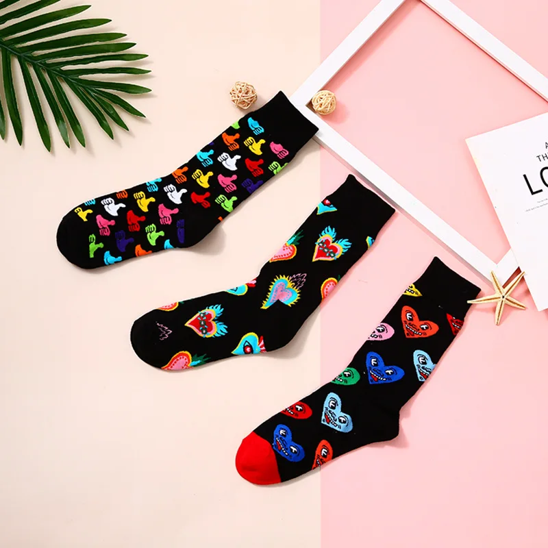 27 Patterns Brand Fashion Cotton Elegant Lovely Heart Smile Face Women Happy Socks Novelty Quality Harajuku Girls Dress Cute Sox