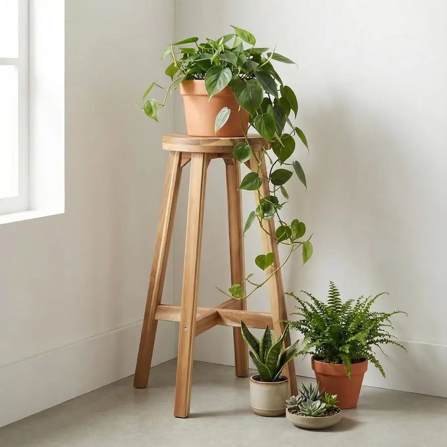 

Круглый табурет из акации, высота 28 дюймов, круглая столешница 11 дюймов, без спинки, простая сборка, отделка натуральным воском, деревянный табурет для растений, для столовой