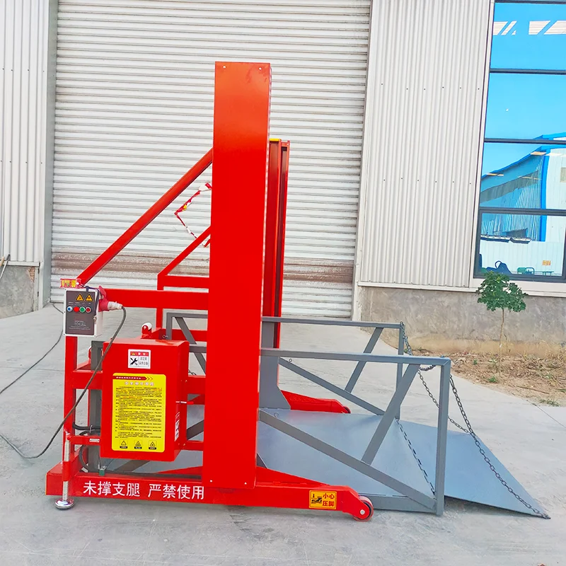 Portable loading platform 2-3T movable cargo lift Hydraulic drive AC power 1700mm Lifting height High manganese steel