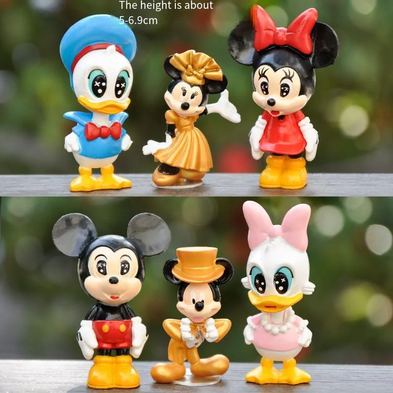 

6Pcs/Set New Disney Kawaii Donald Duck Minnie Mickey Mouse Mini Figures Fans Collection Hobby Doll Kids Surprise Christmas Gift