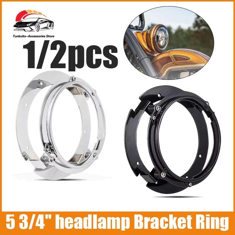 

5 3/4" 5.75 inch Headlight Bracket Kit Round Ring Mounting Bracket Trim Ring Black/chrome for 5.75 Inch Motorcycle LED Headlight