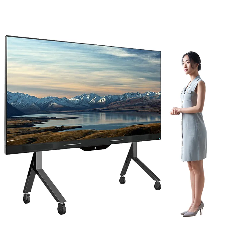 Floor-Standing TV Stand,85-Inch 4K LCD All-in-One Interactive Screen Panel Projector School Meeting Smart TV Board 20-Point Touc