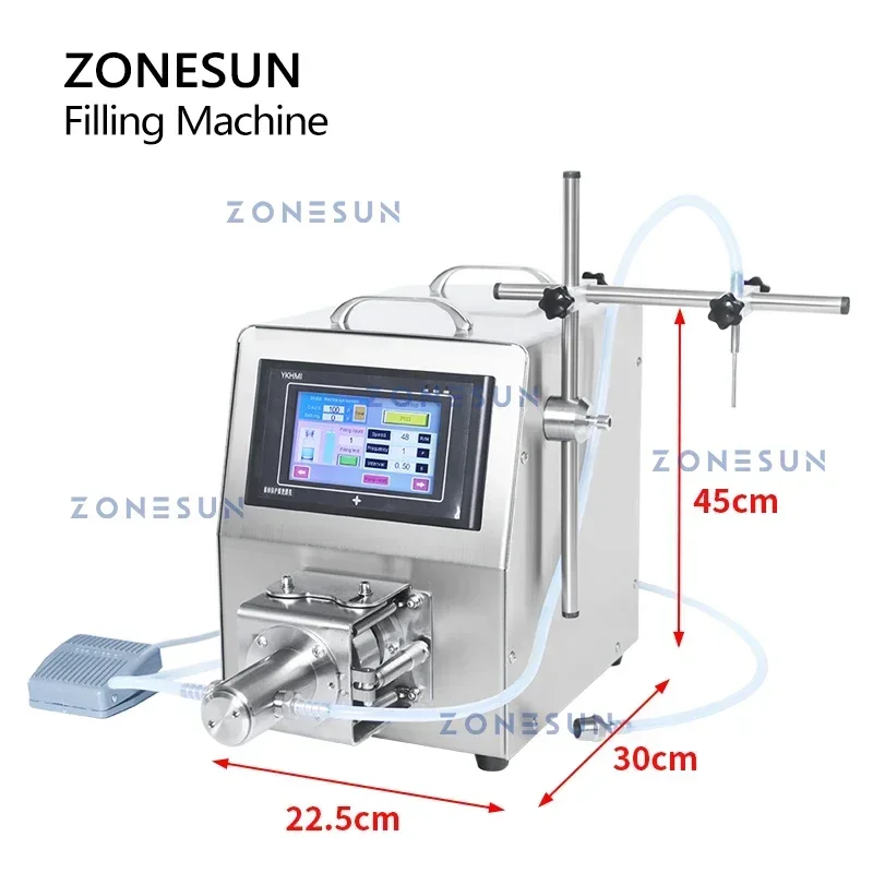 ZONESUN ZS-CPYT1S 0.2-5ml Vial Liquid Filler Lab Equipment Low Dosage Reagent Portion Eyedrop Ceramic Pump Filling Machine