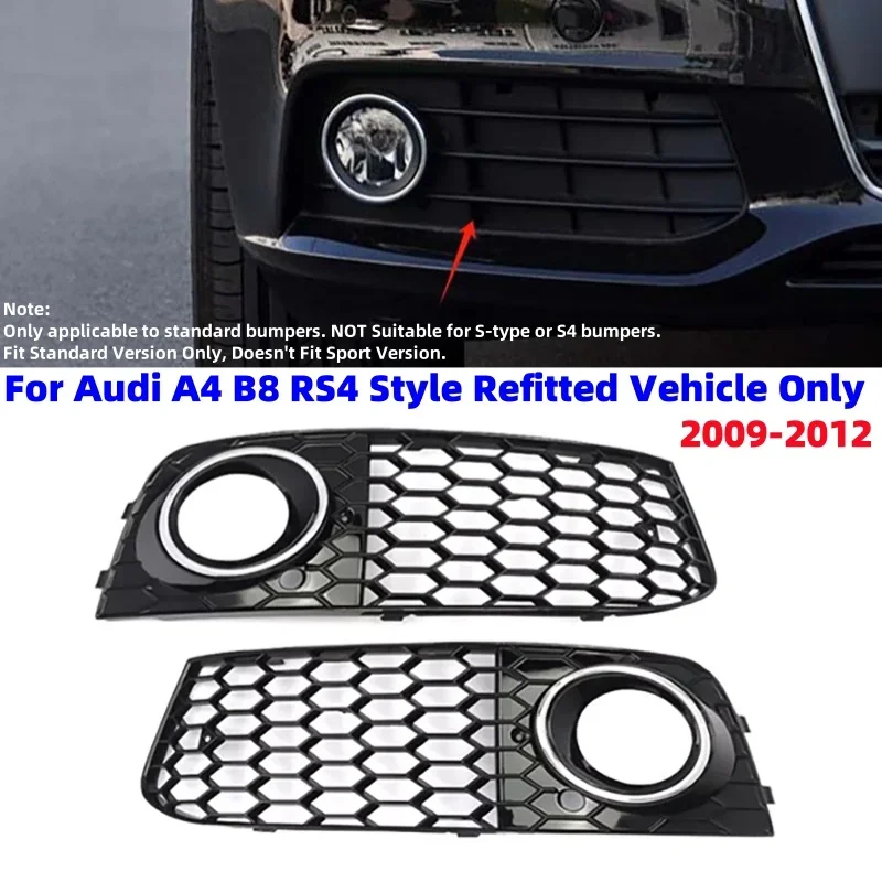 

2Pcs/set Front Bumper Kidney Racing Grille Glossy Black Car Double Slat Grill for Audi A4 B8 RS4 2009-2012 Car Racing Grills