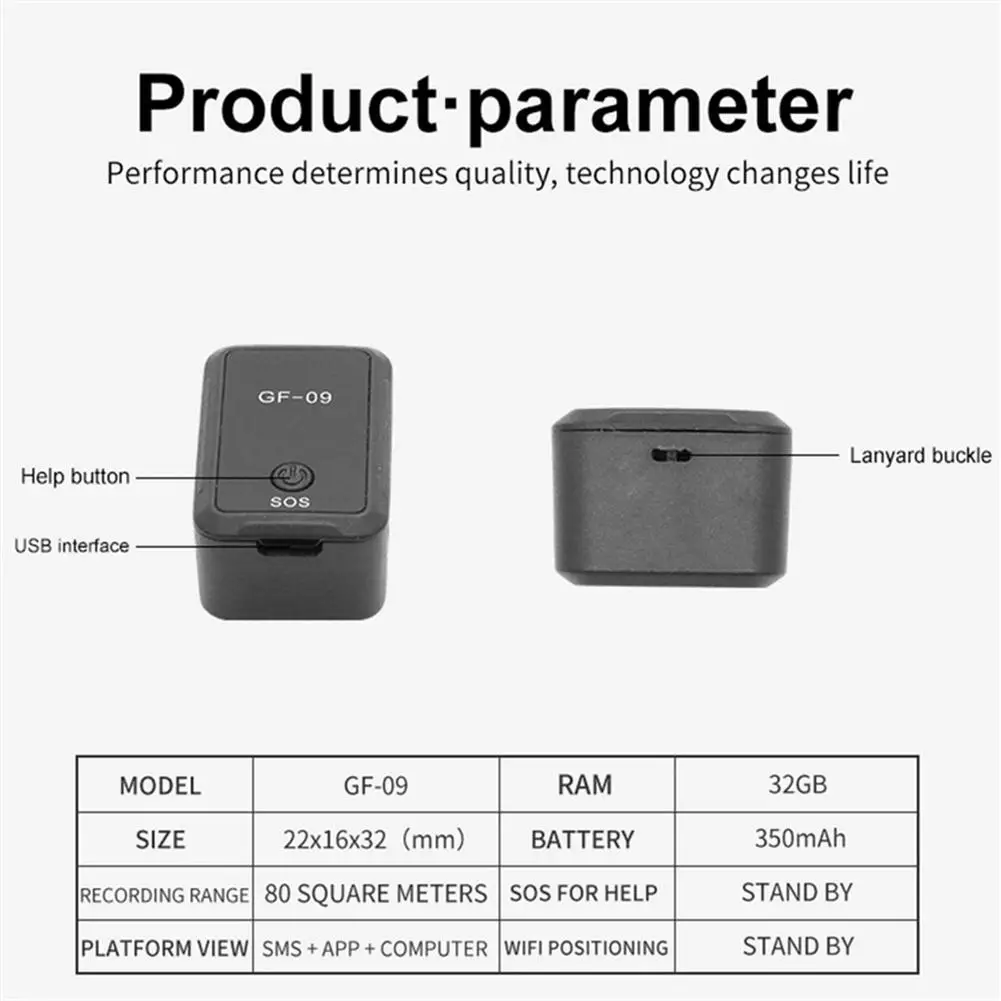 GF09 Mini GPS Tracker Car Locator App Control Real Time Tracking Location Voice Recording Anti-lost Positioner Device For Child