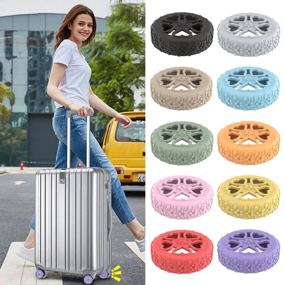 8Pcs Silicone Luggage Wheels Protector Cover Reduce Noise Shock Absorption Luggage Caster Shoes Reduce Wheel Wear Anti-slip