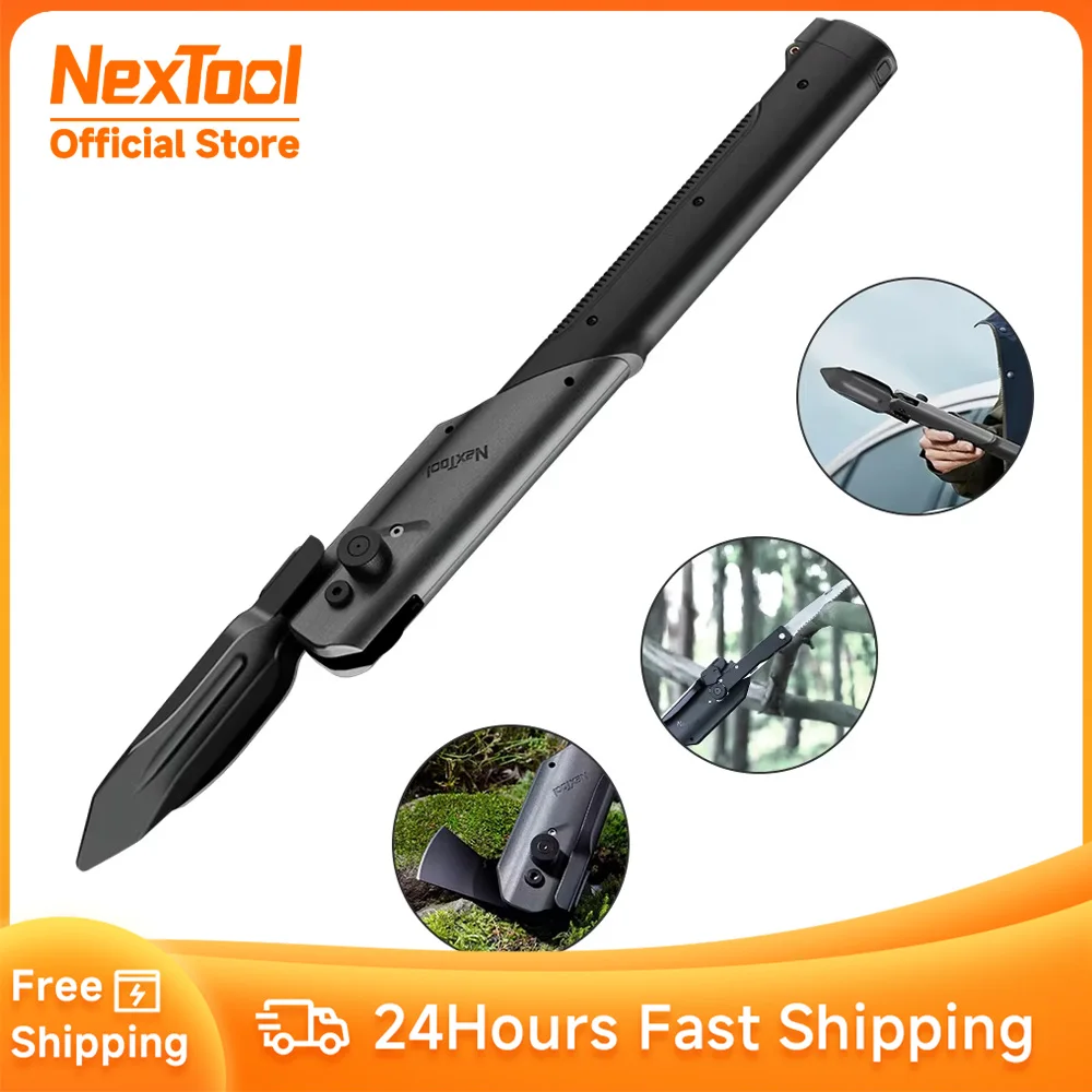 NexTool Outdoor Multi-functional Shovel 7 in 1 Camping Folding Shovel Survival Tool Hoe Axe Hammer Multitool Wood Saw Knife