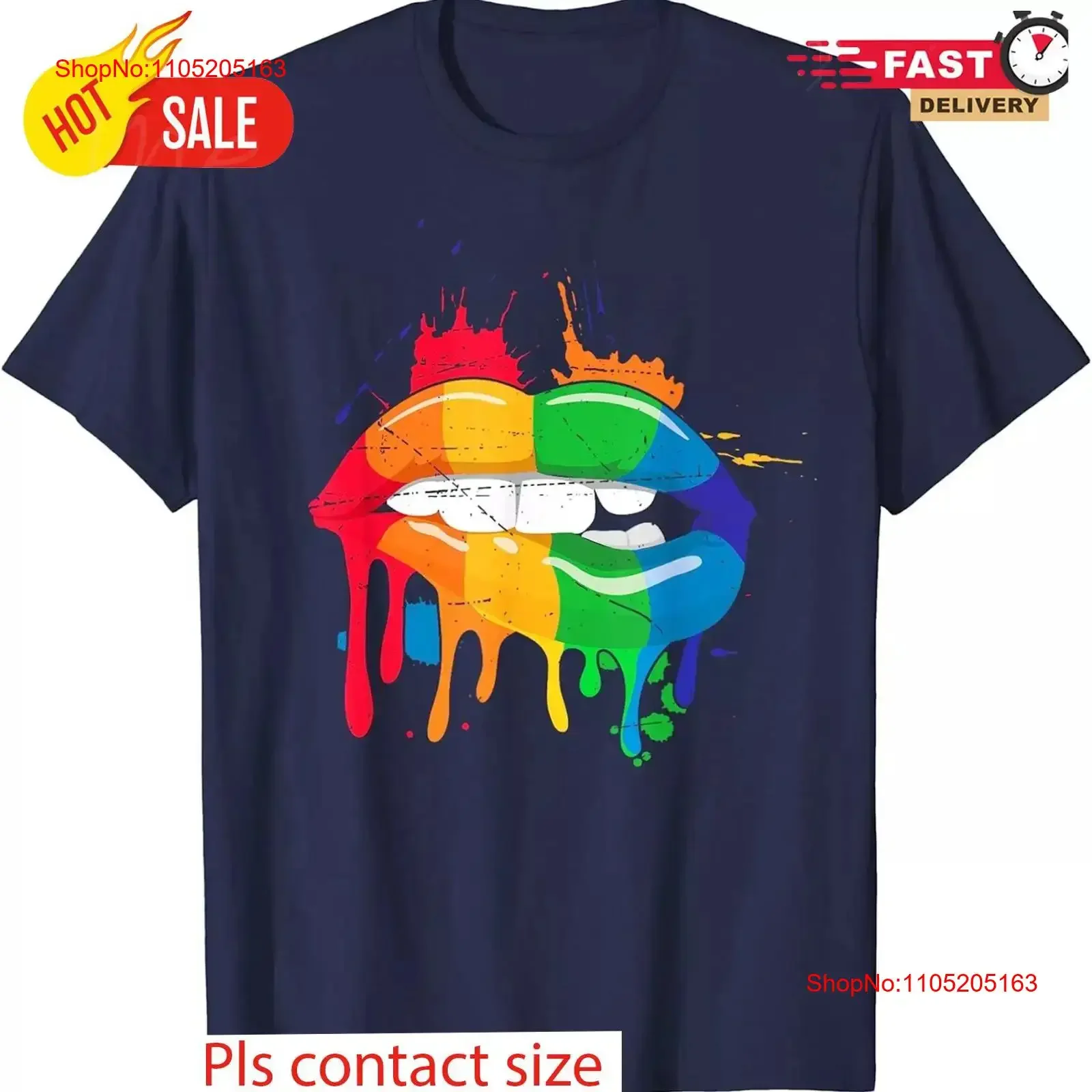 Gay Pride Rainbow Month Kissing Lips Proud T Shirt vintage Washed streetwear Soft designer clothes Comfortable Versatile