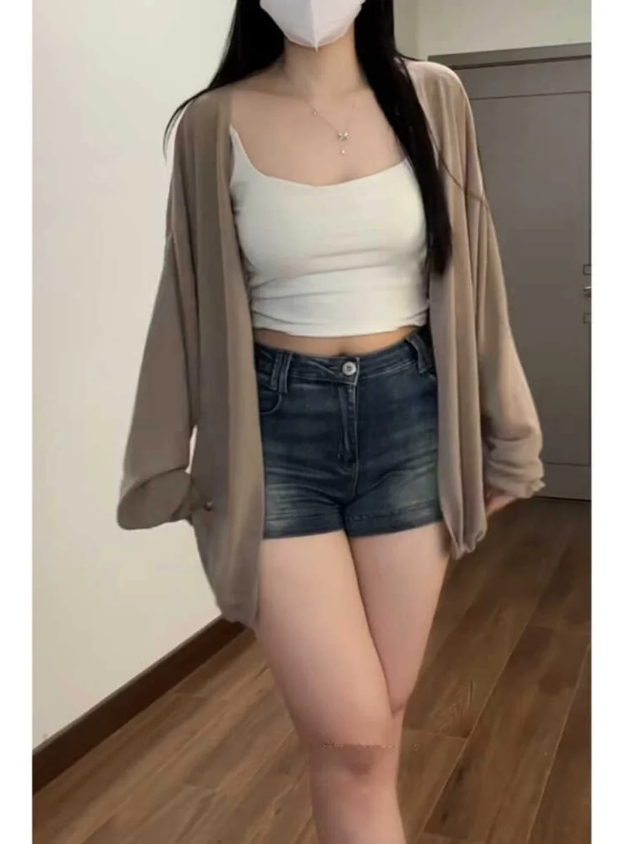 plus Size Knitted Open Cardigan Thin Women's Dress Outer Cover Summer Loose Shoulder Shawl Outerwear Commute Style V-Neck Lon...