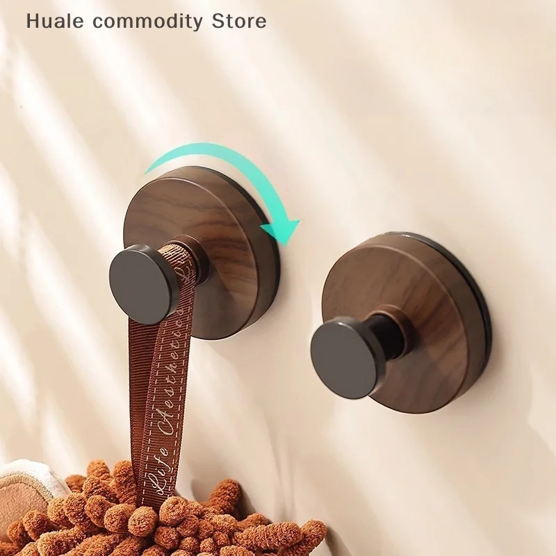 

Sturdy Wall-Mounted Single Hook, Walnut Wood, No Drilling Needed, Clothing Adhesive Hook.