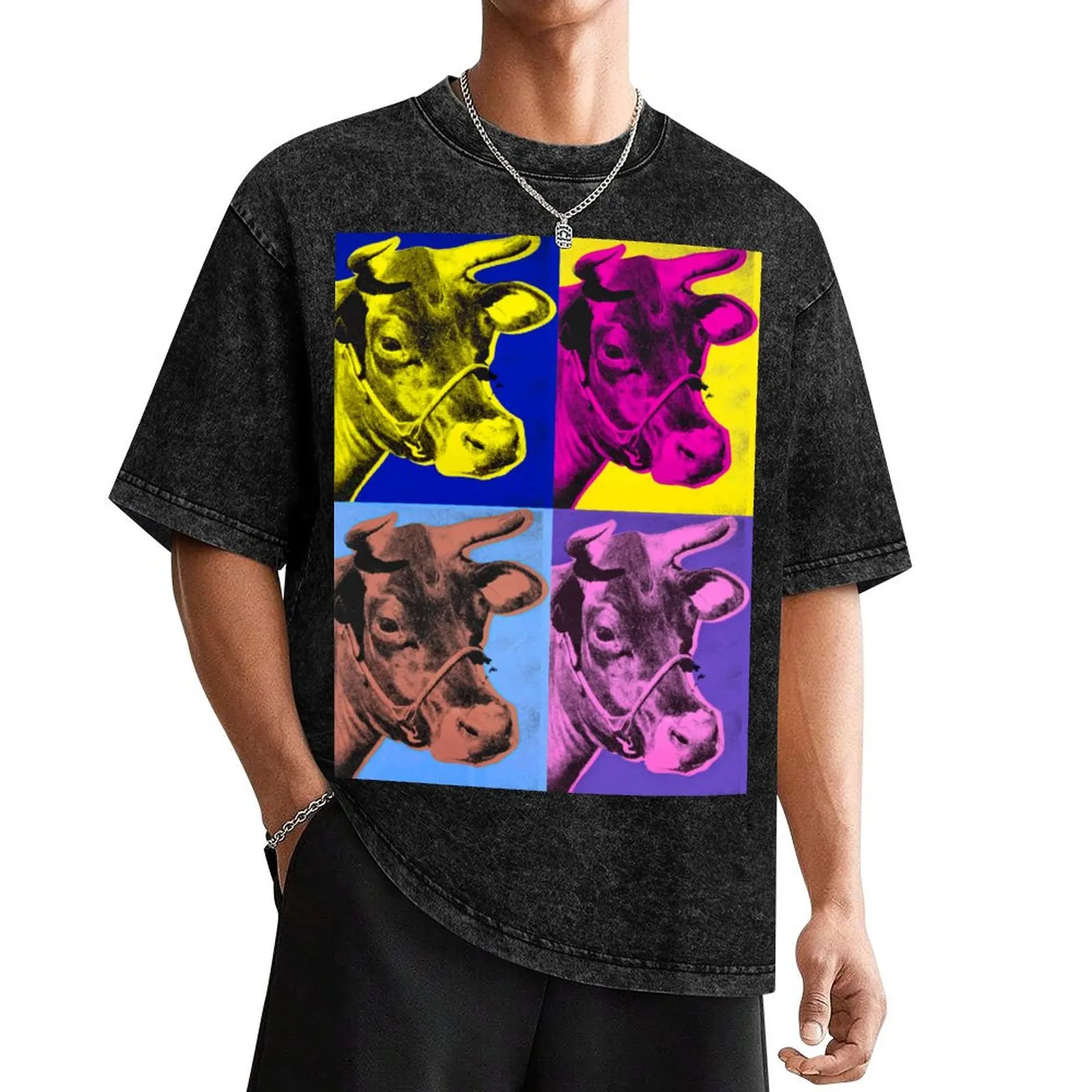 

COWS 4 T-Shirt street wear baggy shirts mens clothes