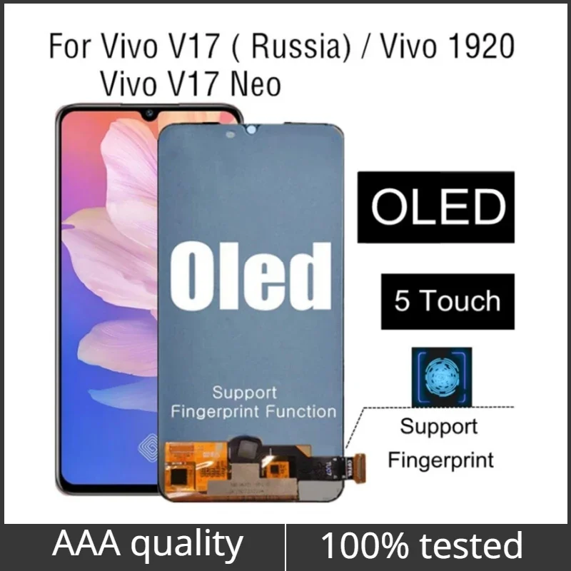 6.38" OLED For VIVO V17 1920 LCD Display Touch Screen Assembly Replacement For VIVO V17 Russia Version LCD Display