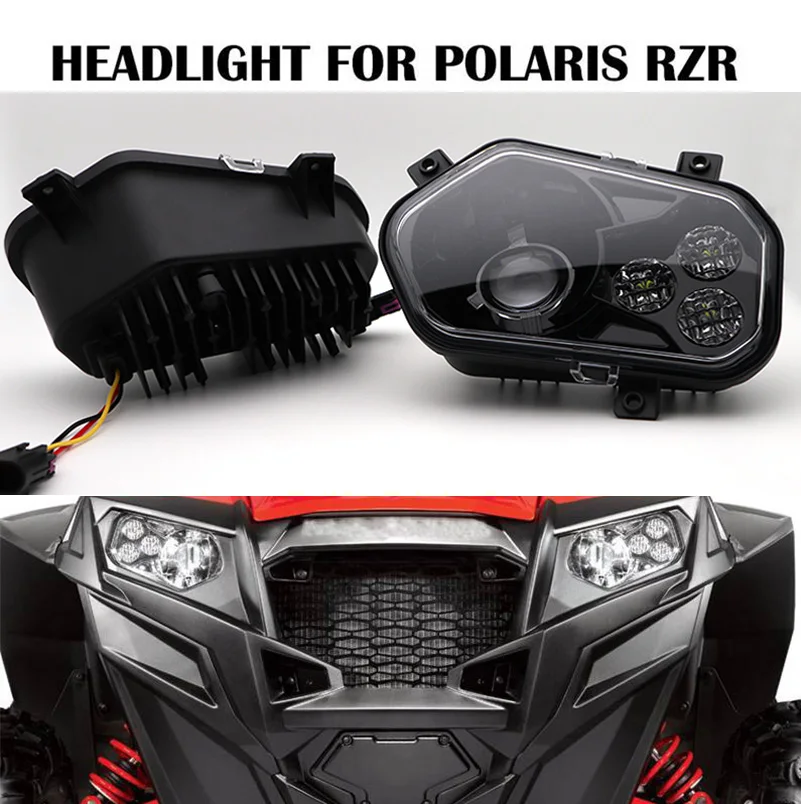 For Polaris ATV LED Headlight Left Right For 2012-2013 Polaris RZR Side X Sides Sportsman 800 900 570 H4 Headlight ATV Headlamp.