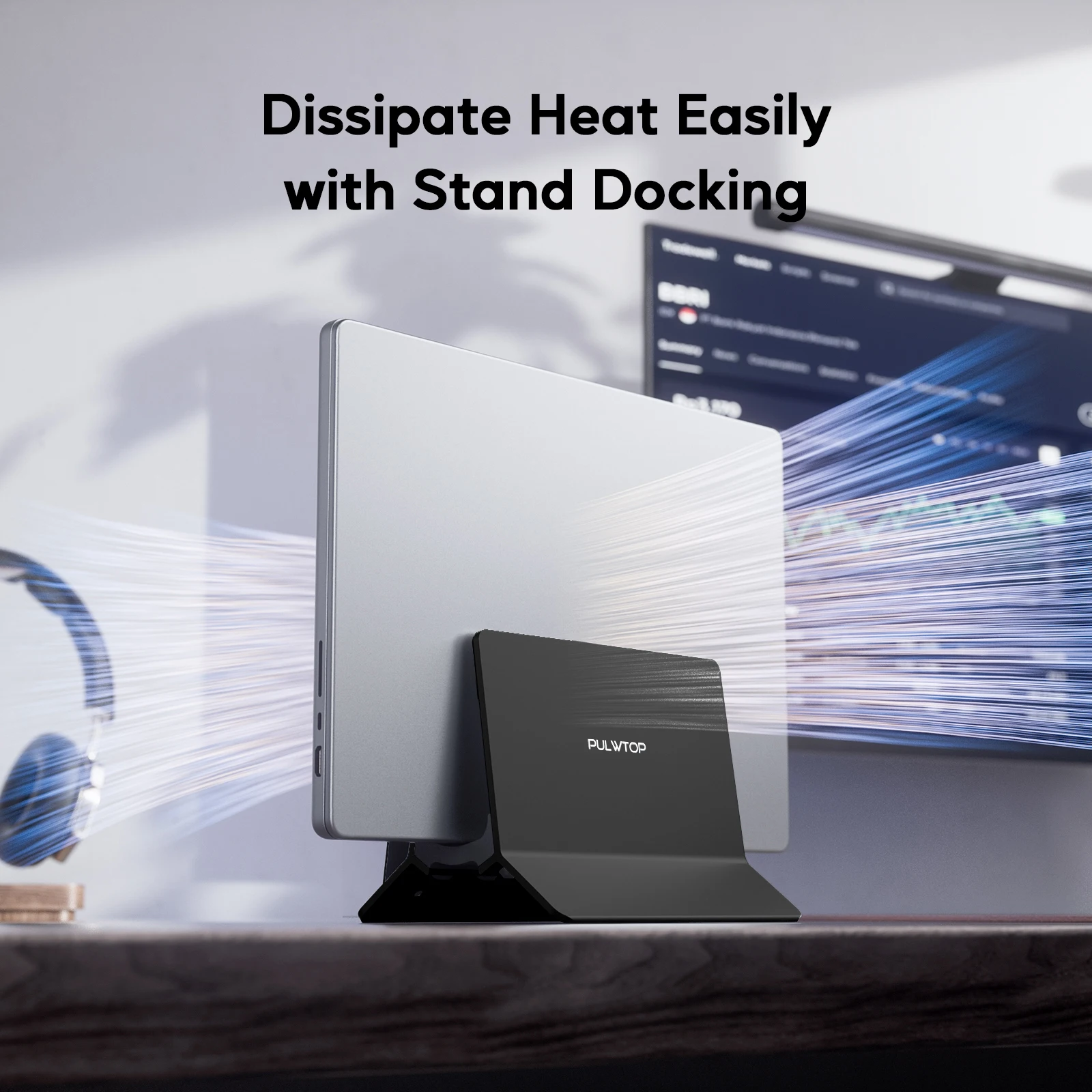 PULWTOP Vertical USB C Docking Station with 4K@60Hz HDMI, 3 USB, SD/TF, PD3.0, RJ45, 3.5mm Audio for MacBook Pro/Air,Laptop