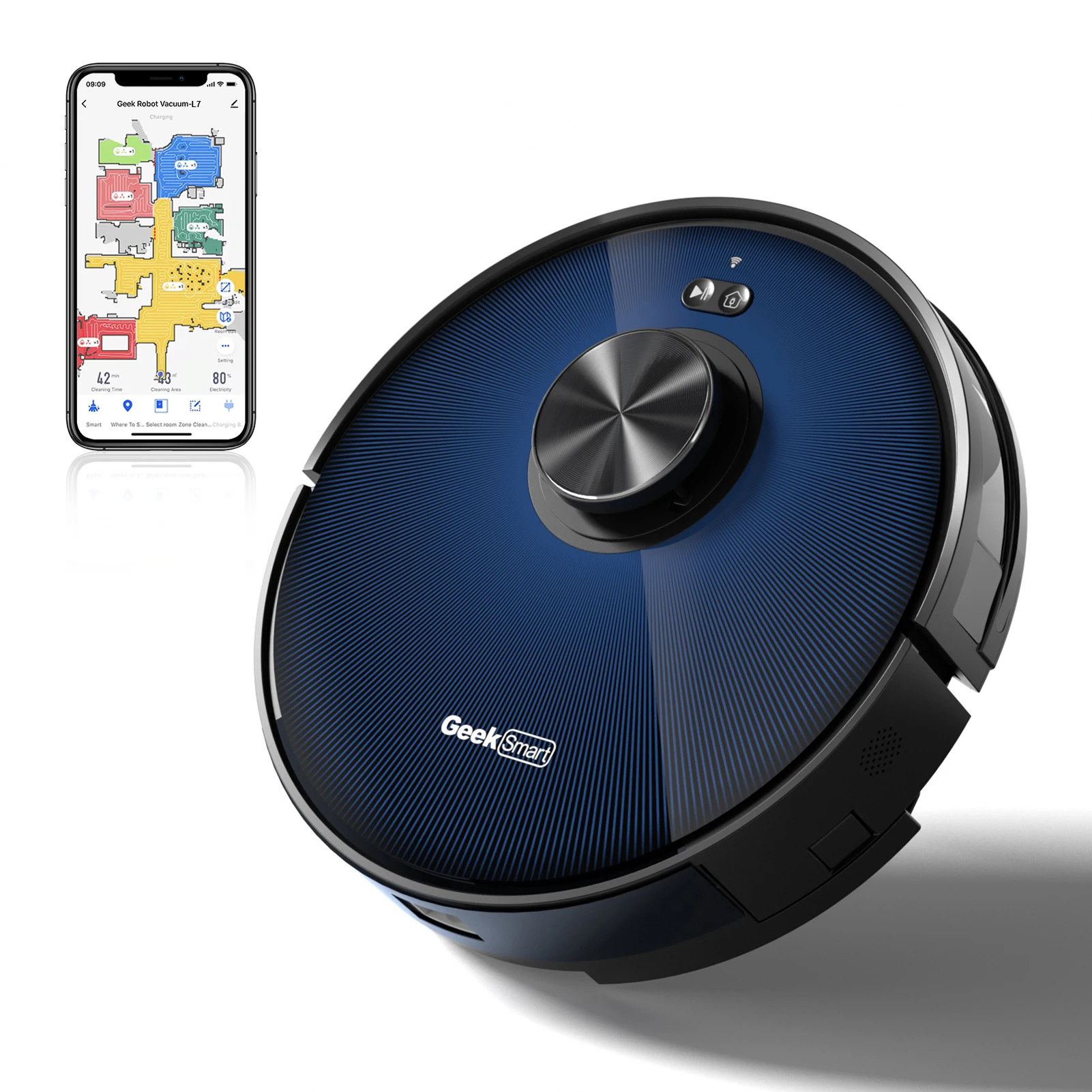 

Geek Smart L7 Robot Vacuum Cleaner and Mop, LDS Navigation, Wi-Fi Connected APP, Selective Room Cleaning,MAX 2700 PA Suction, Id