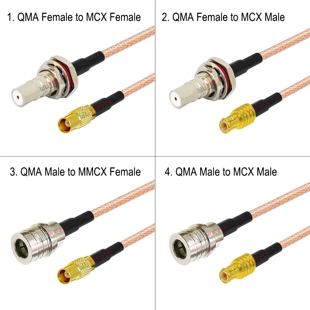 1Pcs RG-316 RF Cable Bulkhead QMA Female Male to MCX Male Plug MCX Female Jack Connector 50-1.5 RF Coaxial Cable 10 CM-20 Meters