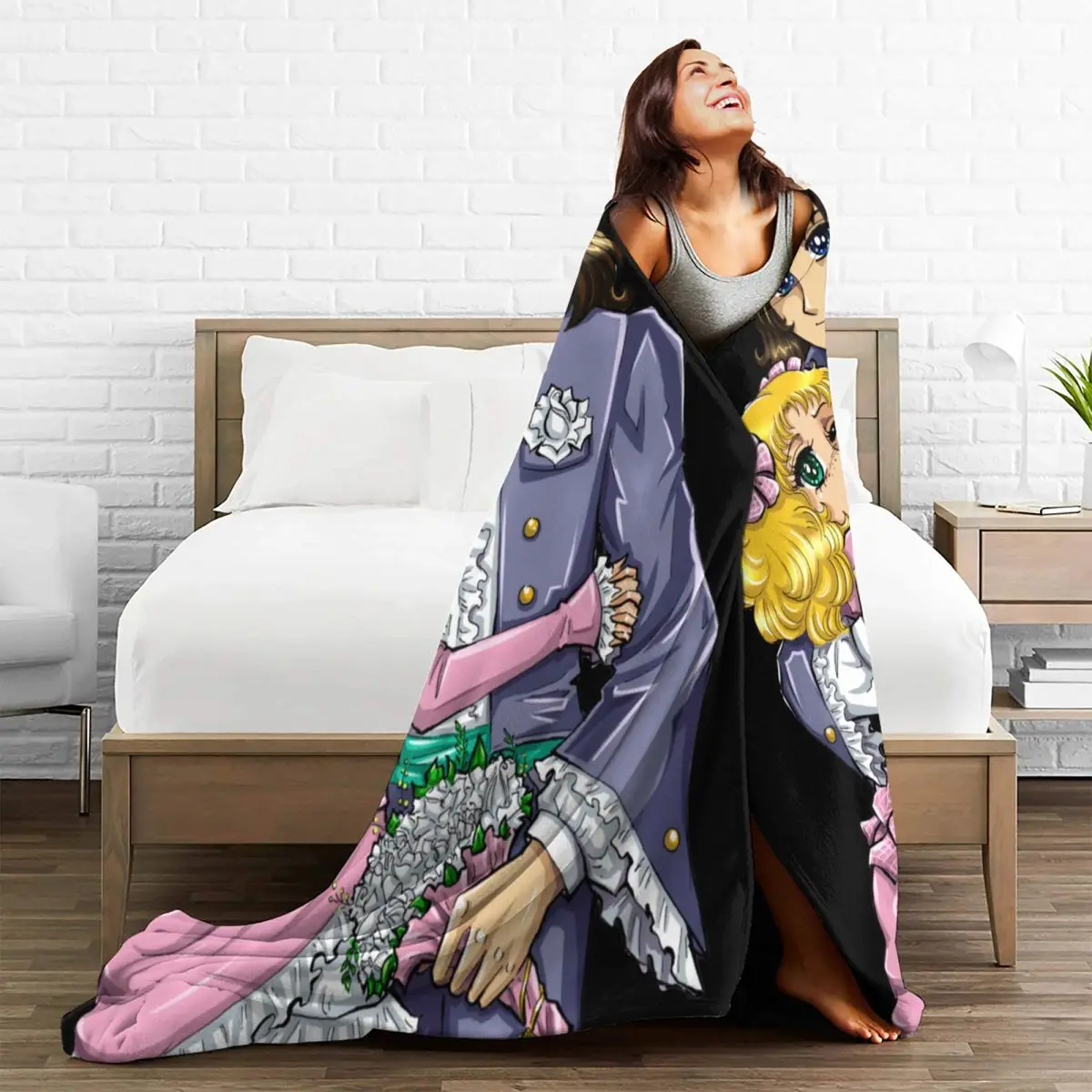 Candy Candy And Terry Grandchaste Blankets Fleece Decoration Anime Multifunction Soft Throw Blankets for Home Office Rug Piece