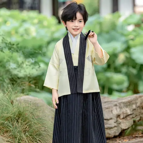 Imagen 2 del producto Traje tradicional japonés para niños, Kimono, ropa de samurái para niños, cárdigan para niños, conjuntos de kimono, ropa para el escenario