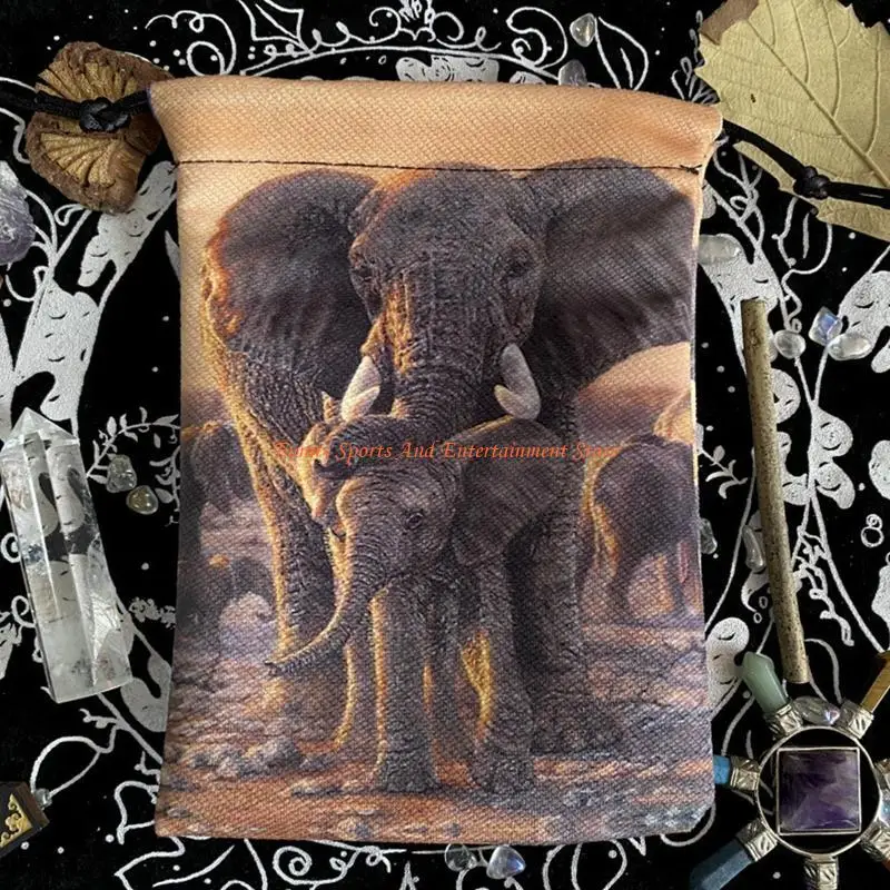 

C4DE Сумка для хранения карт Таро Бархатная сумка с принтом на шнурке Сумка для хранения гадальных карт