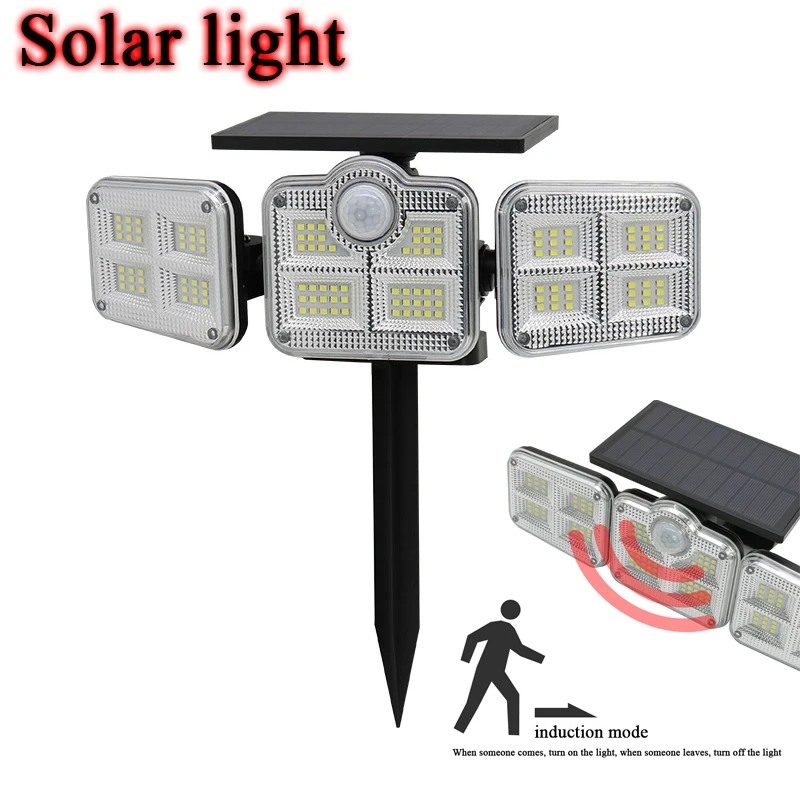 

New Solar Sensor Three-head Wall Lamp Lawn Lamp Solar Lawn Lamp Wall Lamp Outdoor Waterproof Sensor Dual-purpose Garden Light