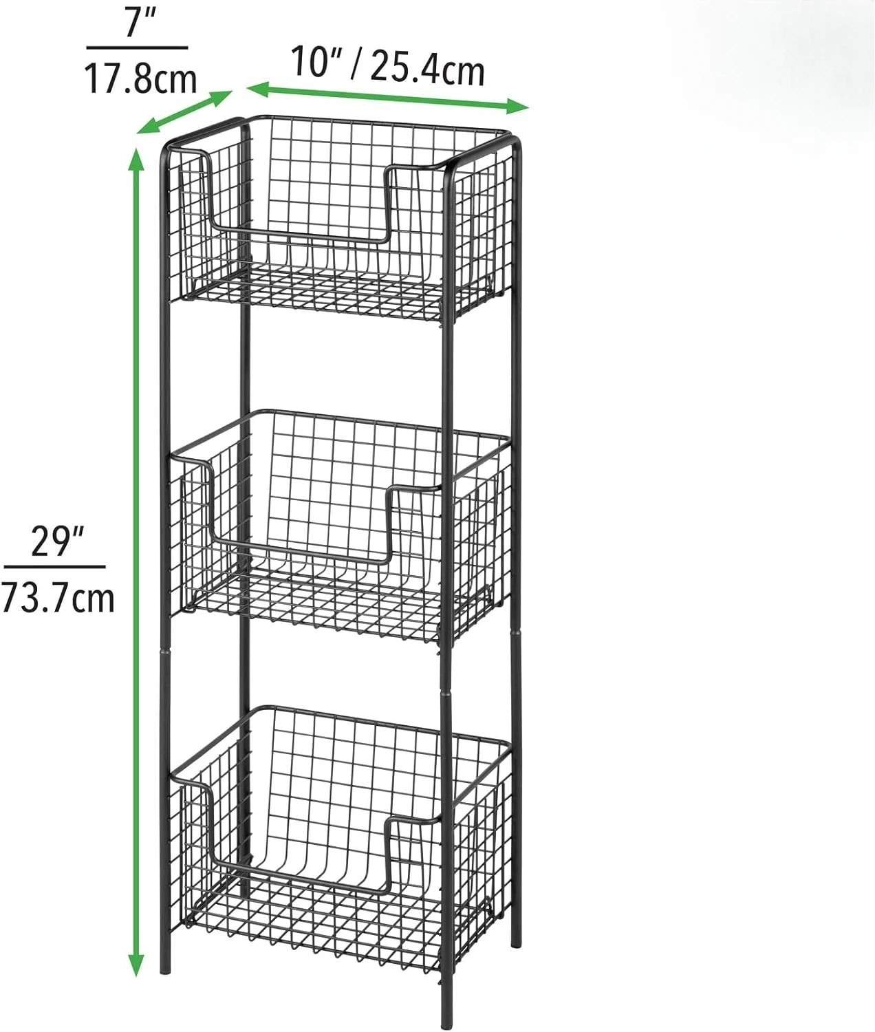 Steel Freestanding Storage Organizer Tower Rack Basket Shelf, Metal 3-Tier Furniture Unit for Master/Guest Bathroom, Powder