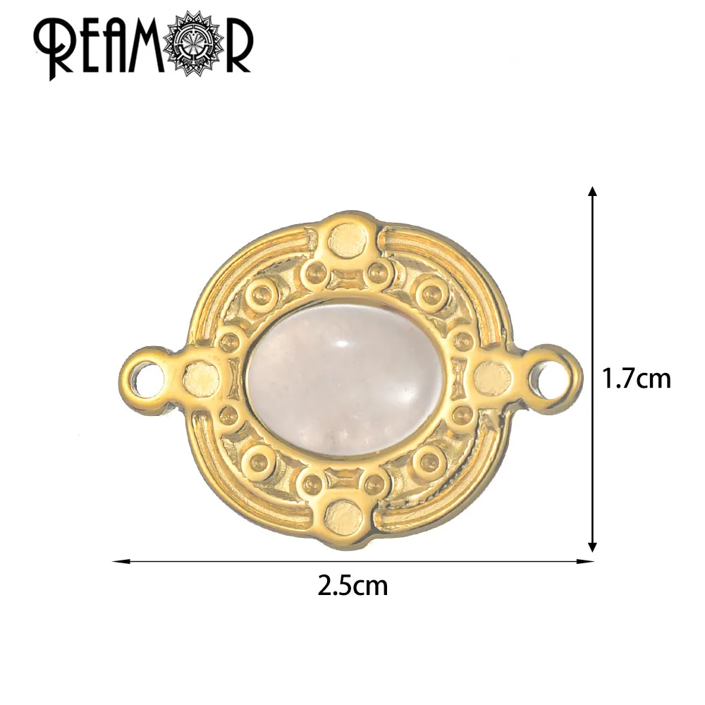 REAMOR 4pcs Stainless Steel Bowknot Heart Eye Round Onyx Charms Pendant Connector For DIY Necklace Bracelet Jewelry Making