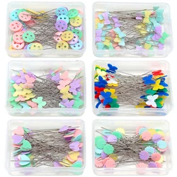 50/100 PCS/Box Stainless Steel Dressmaking Pins Embroidery Patchwork Pin Garment Positioning Needle DIY Sewing Accessories Tools