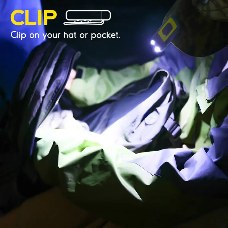 800LM Running Light, 5 Modes Headlamp Lightweight Clip On Light with COB Red/Green Light Night Vision Rechargeable Safety Light