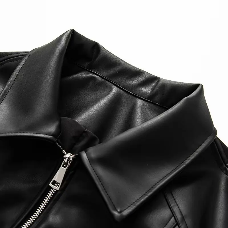 Veste en cuir pour femmes, haut de gamme, tendance, décorée avec nœud, Design élégant pour femmes contemporaines, automne 2025