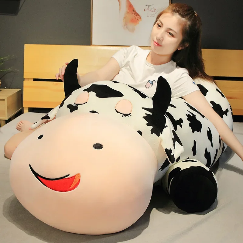 

80cm Giant Size Lying Cow Soft Plush Sleep Pillow Stuffed Cute Animal Cattle Plush Toys Lovely Gift for Baby