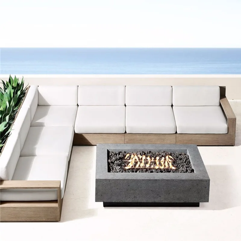 Nordic teak villa outdoor combination sofa outdoor courtyard folk rattan solid wood anticorrosive wood leisure simple.