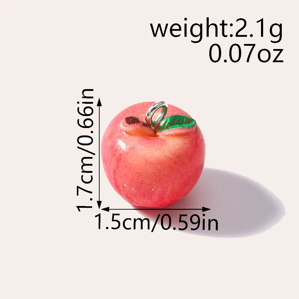 10pcs Kawaii 3D Simulation Fruits Apple Mango Pear Charms Pendant For DIY Jewelry Making Cute Earrings Bracelet Keychain