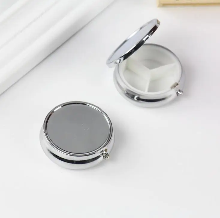 Metal Pill Box Blank Box Factory Direct Sell Diameter Diy Medicine Organizer Container Silver 200pcs/lot Wholesale