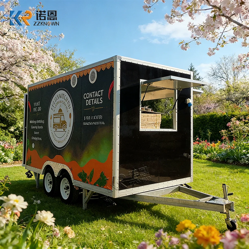 

Stainless Steel Mobile Mobile Bubble Tea Food Truck Fully Equipped Mobile Coffee Bar Pizza Fast Food Trailer for Sale
