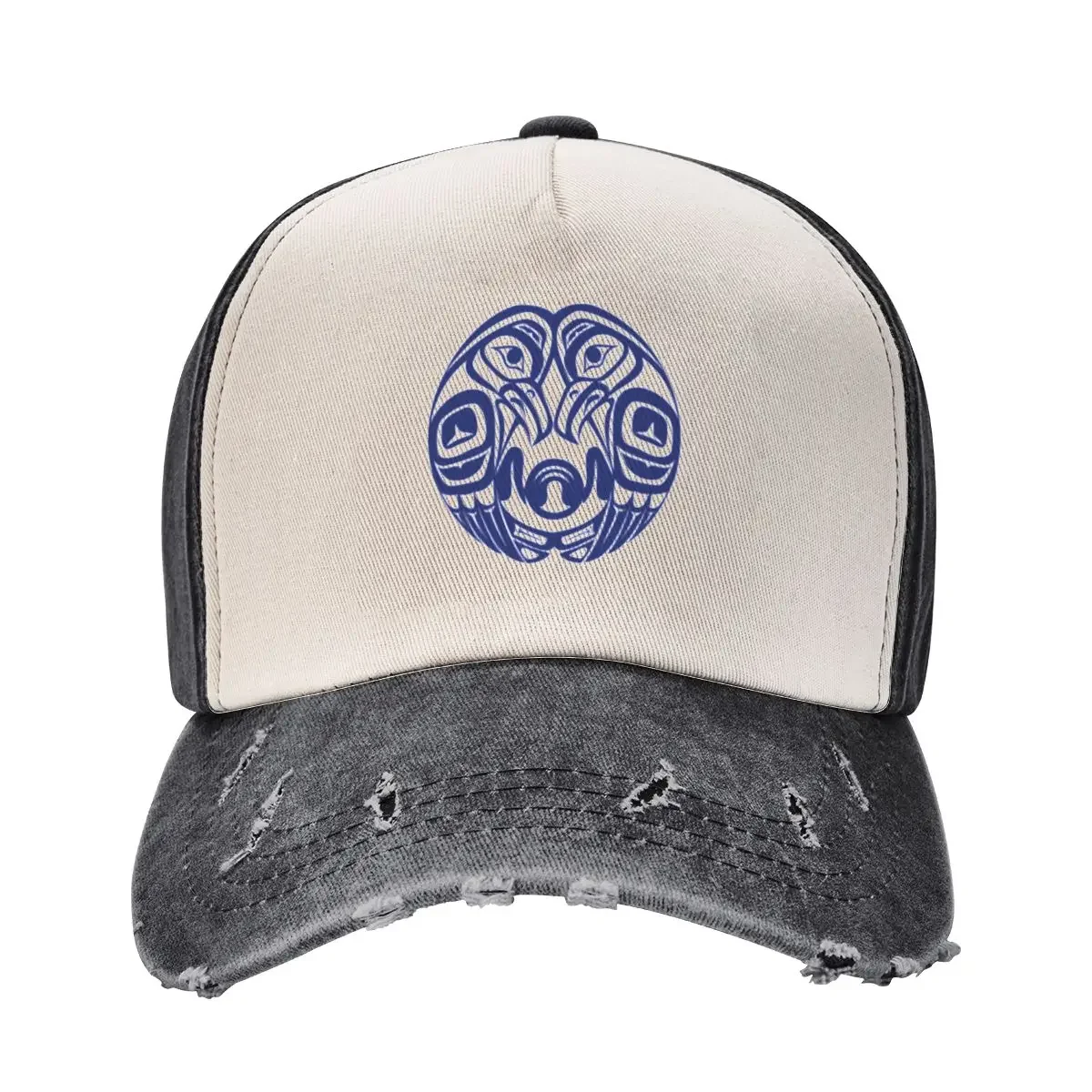 Double raven circle pacific northwest formline salish haida eagle moon Baseball Cap Designer Hat dad hat Ladies Men's