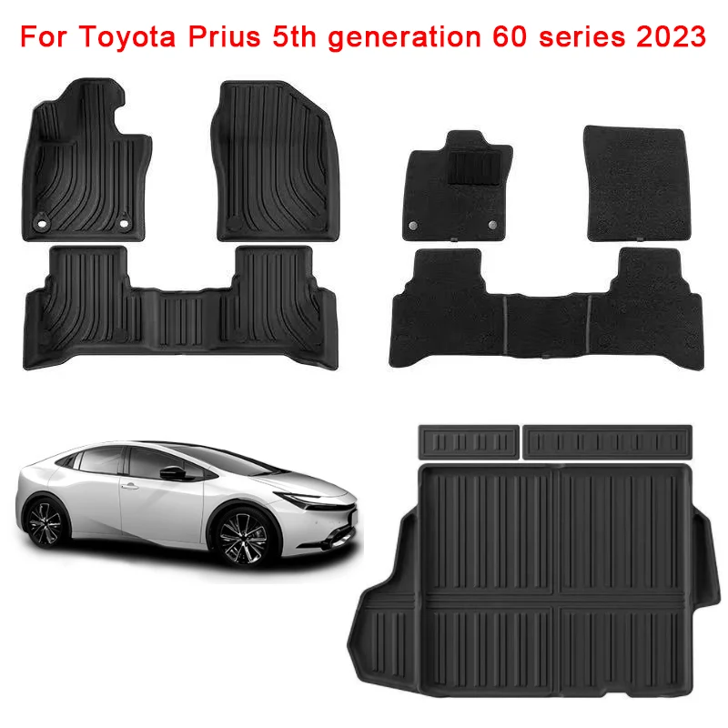 Car Floor Mats for Toyota Prius 5th generation 60 series 2023 Left Rudder TPE Cargo Liner Waterproof Floor Liners Trunk Mats RHD