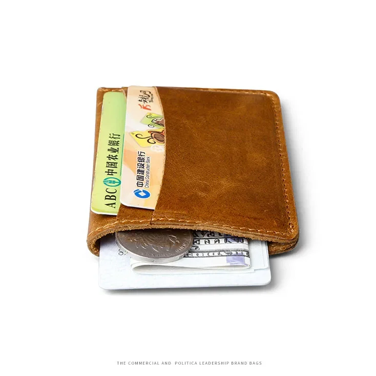 Slim Genuine Leather Credit Card Holder for Men Designer Bussiness Cash Clip