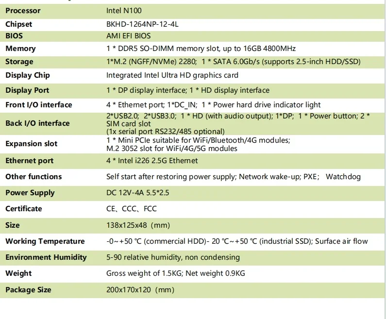 SZBOX pfSense Firewall Soft Router N150 N100 4x i226-V 2.5G LAN NVMe Barebone Fanless Mini PC HDMI2.0 DP AES-NI OPNsense