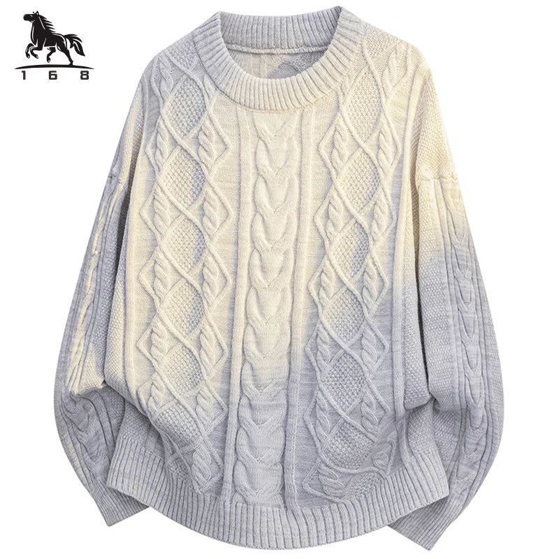 

Men's loose knitted sweater autumn and winter new style men's loose casual Solid color Upper garment youth knitted sweater M-4XL