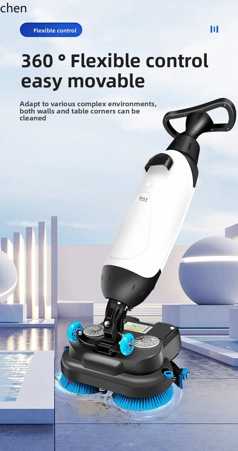 

HXL Supermarket Restaurant Hotel Villa Commercial Dual Brush Floor Scrubber Hand-Pushed Suction and Mopping Combo