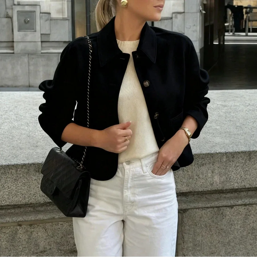Women's clothing autumn and winter hot retro suede suit women's jacket European and American solid color fashion jacket