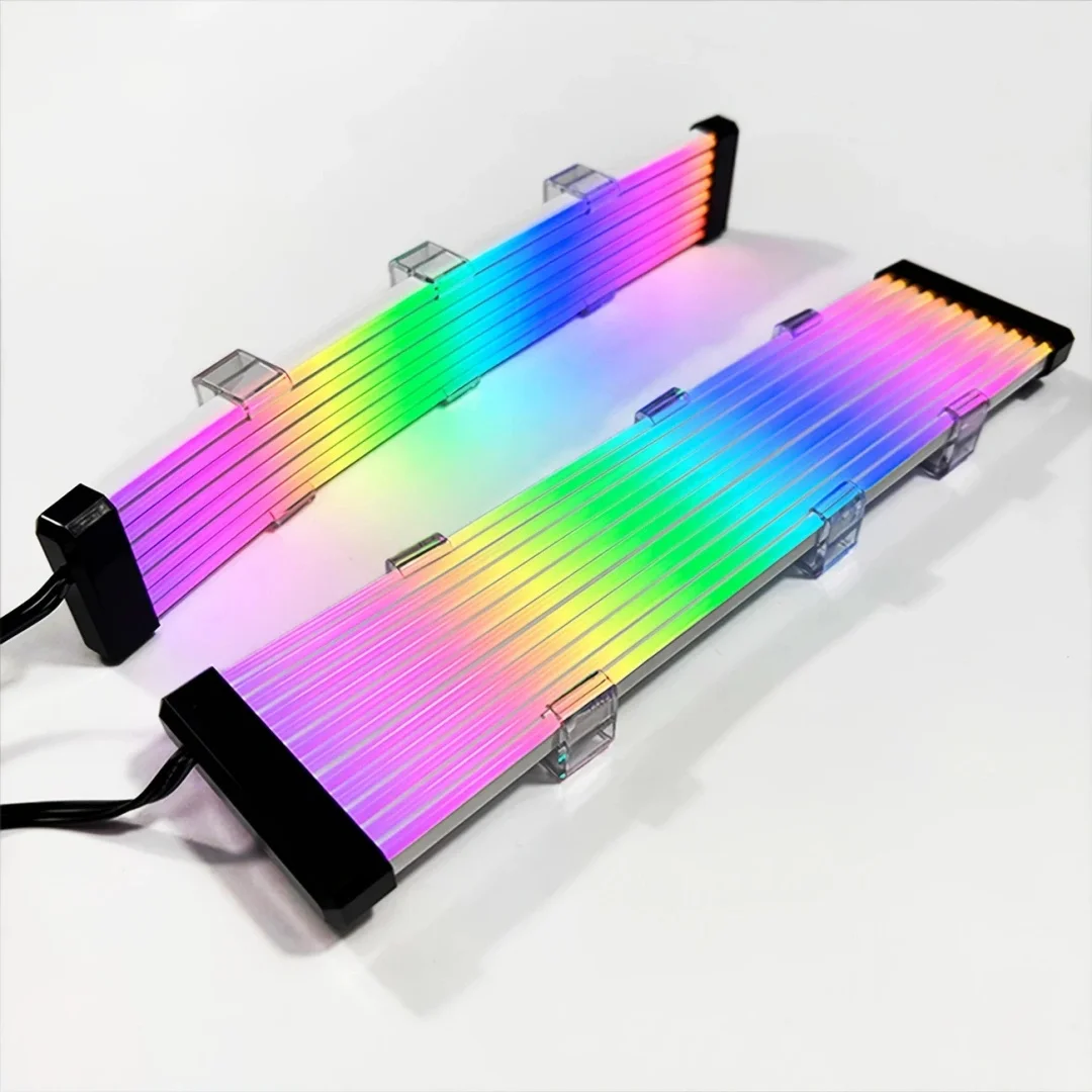 Computer motherboard graphics card 8PIN+24PIN power supply extension cable decorative strip, ARGB light synchronization.