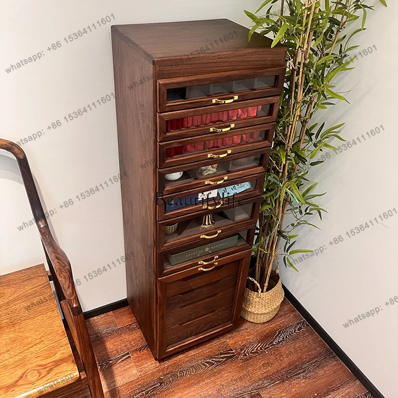 FG *Tea Set Storage North American Black Walnut Storage Cabinet Antique Style
