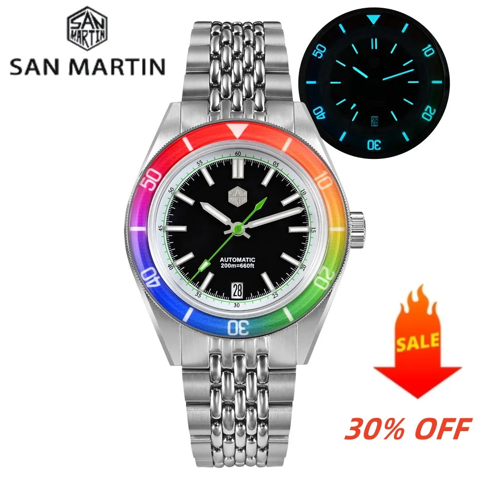 

San Martin 39.5mm Summer Dive Watch Fashion Fun Fruit Series Men Sports Watches NH35 Automatic Mechanical 20 ATM SN0116 Reloj